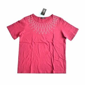  new goods Van Hewlett rhinestone sill Kett processing T-shirt biju- short sleeves pink 