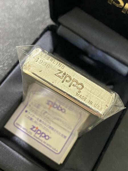 zippo スターリングシルバー ヴィンテージ 純銀 希少モデル 1996年製 STERLING SILVER シルバーインナー 2017年製 ベロアケース 保証書付