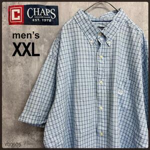 【CHAPS】ビッグサイズ チェック90' 半袖シャツ XXL US 古着 アメリカ