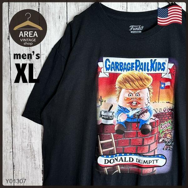 古着　アメリカ　Tシャツ　半袖　メンズ　XLサイズ　ファンコトランプ　大統領　USA　ブラック　黒