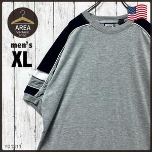 古着　アメリカ　Tシャツ　半袖　メンズ　XLサイズ　USA　無地　グレー