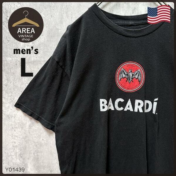 【BACARDI】バカルディコウモリアメリカ古着Tシャツ半袖メンズLサイズブラック