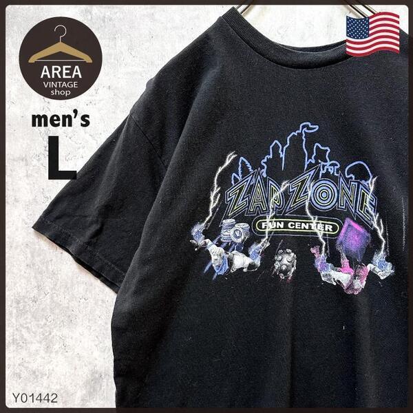 古着アメリカUSAゲームTシャツメンズ半袖 Lサイズ相当ブラック黒コットン