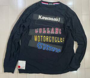 SEVESKIG × Kawasaki　セヴシグ×カワサキ　長袖カットソー　ｔシャツ　Ｍ程度　ブラック