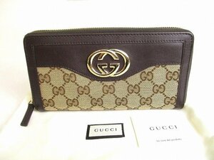 【未使用保管品】 グッチ GUCCI GG キャンバス スーキー インターロッキングG ラウンドファスナ― 長財布 メンズ レディース