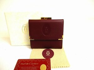 【未使用保管品】 カルティエ Cartier マスト ドゥ カルティエ カーフスキン がま口 2つ折り 財布 コンパクト財布