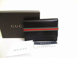 【未使用保管品】 GUCCI グッチ レザー ウェビングライン ラバーバンド 6連 キーケース キーリング メンズ レディース