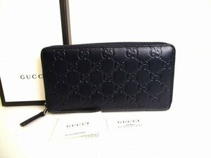 【未使用保管品】 グッチ GUCCI GG シマ レザー ラウンドファスナー 長財布 ジップアラウンドウォレット メンズ レディース