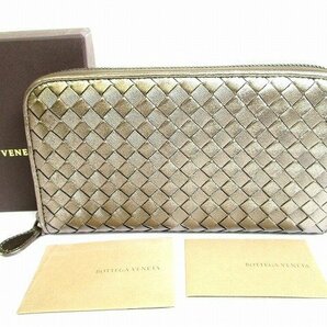 【未使用保管品】 ボッテガヴェネタ BOTTEGA VENETA イントレチャート ラウンドファスナー 長財布 メンズ レディースの画像1