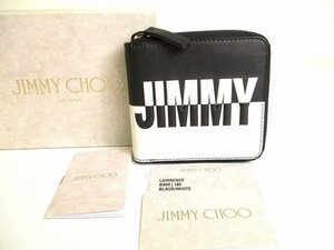 【未使用保管品】 ジミーチュウ Jimmy Choo ローレンス ロゴモチーフ レザー 2つ折り 財布 コンパクト財布 メンズ レディース