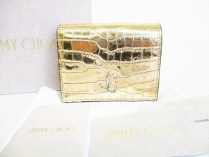 【未使用保管品】 ジミーチュウ Jimmy Choo クロコダイル型押し レザー 2つ折り 財布 コンパクト財布 メンズ レディース