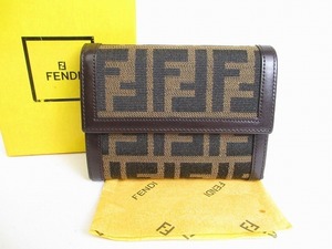 【未使用保管品】 フェンディ FENDI ズッカ レザー 2つ折り 財布 コンパクト財布 コンパクトウォレット メンズ レディース