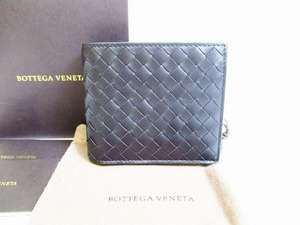 【新古品】 ボッテガヴェネタ BOTTEGA VENETA イントレチャート カーフレザー 2つ折り財布 コンパクト財布 メンズ レディース