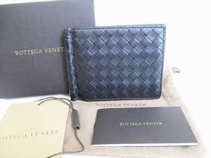 【超美品】 ボッテガヴェネタ BOTTEGA VENETA イントレチャート マネークリップ付き 二つ折り ウォレット 札入れ 財布 メンズ