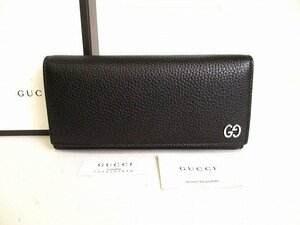 【展示保管品】 グッチ GUCCI GG メタル レザー 2つ折り 長財布 ロングウォレット メンズ