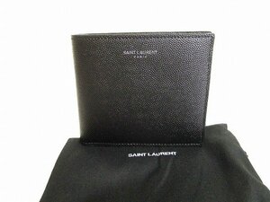 【未使用保管品】 イヴ サンローラン Saint Laurent Paris YSL サンローラン パリ レザー 2つ折り 財布 コンパクト財布 メンズ レディース