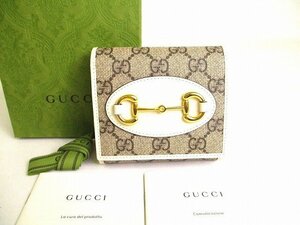 【未使用保管品】 グッチ GUCCI GG レザー ホースビット 2つ折り 財布 コンパクト財布 コンチネンタルウォレット メンズ レディース