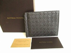 【未使用保管品】 ボッテガヴェネタ BOTTEGA VENETA イントレチャート レザー マネークリップ付き 二つ折り 札入れ 財布 メンズ