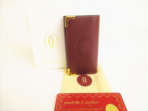 【未使用保管品】 カルティエ Cartier マスト ドゥ カルティエ カーフレザー 6連 キーケース キーリング メンズ レディース