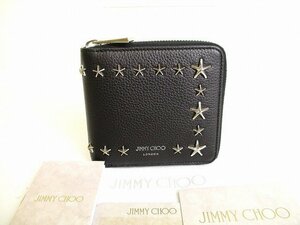 【未使用保管品】 ジミーチュウ Jimmy Choo ローレンス メタルスタッズ レザー 2つ折り 財布 コンパクト財布 メンズ レディース