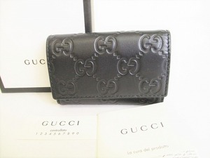 【未使用保管品】 グッチ GUCCI シマ GG レザー 6連 キーケース キーリング メンズ レディース