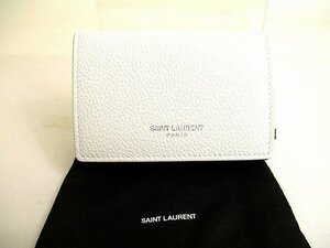 【未使用保管品】 イヴ サンローラン サンローラン Saint Laurent YSL レザー 3つ折り 財布 タイニーウォレット メンズ レディース