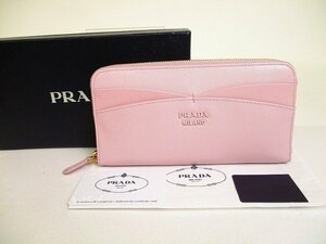 【未使用保管品】 プラダ PRADA サフィアーノ ウェーブス レザー ジップアラウンド長財布 ラウンドファスナー 長財布 メンズ レディース