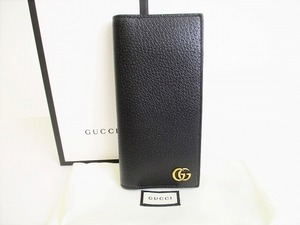 【展示保管品】 グッチ GUCCI GG マーモント レザー 2つ折り長財布 インターナショナルウォレット メンズ レディース