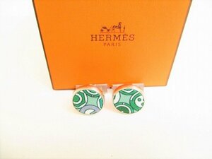 【希少】 【未使用保管品】 エルメス HERMES グリーン キャンバス カフス カフスボタン メンズ