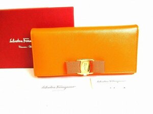 【未使用保管品】 サルバトーレ フェラガモ Salvatore Ferragamo ヴァラ レザー 2つ折り 長財布 ロングウォレット