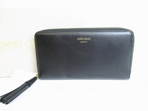 【新古品】 ジミーチュウ Jimmy Choo レザー ラウンドファスナー 長財布 メンズ レディース