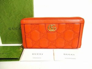 【未使用保管品】 グッチ GUCCI GG マトラッセ レザー ジップアラウンドウォレット ラウンドファスナ― 長財布 メンズ レディース