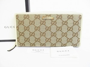 【展示保管品】 グッチ GUCCI GG キャンバス メタルバー ラウンドファスナ― 長財布 メンズ レディース