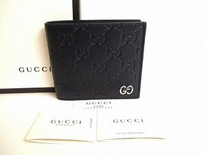 【新古品】 グッチ GUCCI GG メタル シマ シグネチャー レザー コインウォレット 2つ折り 財布 コンパクト財布 メンズ レディース