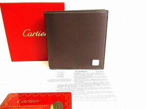 【希少】 【未使用保管品】 カルティエ Cartier C ドゥ カルティエ レザー 2つ折り 財布 コンパクト財布 メンズ レディース