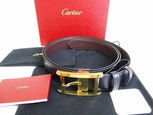 【未使用保管品】 カルティエ Cartier タンク カーフレザー ゴールド金具 リバーシブル ベルト メンズ