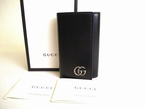 【未使用保管品】 グッチ GUCCI GG マーモント レザー シルバー金具 6連 キーケース キーリング メンズ レディース