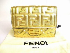 【未使用保管品】 フェンディ FENDI ズッカ レザー バゲット財布 2つ折り コンパクト財布 コンパクトウォレット メンズ レディース