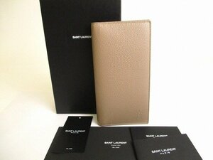 【未使用】 サンローラン パリ Saint Laurent Paris YSL レザー カサンドラ シャドウ 長財布 コンチネンタルウォレット メンズ