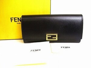 【未使用保管品】 フェンディ FENDI バゲット コーティングレザー 2つ折り 長財布 コンチネンタルウォレット コンチネンタル財布