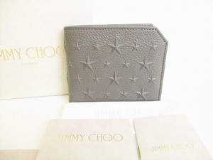 【未使用保管品】 ジミーチュウ Jimmy Choo エンボススタッズ レザー 2つ折り 財布 コンパクト財布 メンズ レディース