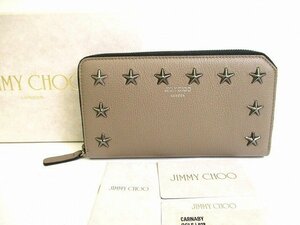 【未使用保管品】 ジミーチュウ Jimmy Choo メタルスタッズ レザー ラウンドファスナー 長財布 メンズ レディース