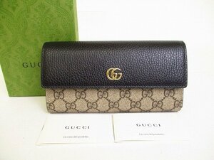 【未使用保管品】 グッチ GUCCI ダブルG GGスプリーム 2つ折り 長財布 コンチネンタルウォレット メンズ レディース