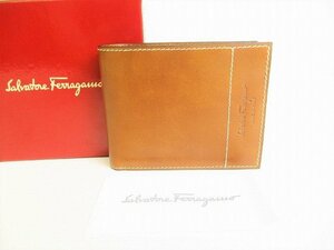 【未使用保管品】 サルバトーレ フェラガモ Salvatore Ferragamo カーフレザー 2つ折り 財布 コンパクトウォレット メンズ レディース