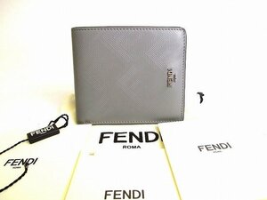 【美品】 フェンディ FENDI ズッカ シャドー 2つ折り 札入れ コンパクト財布 コンパクトウォレット メンズ
