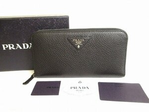 【新古品】 プラダ PRADA トリヨンレザー ゴールド金具 ラウンド財布 ジップアラウンド長財布 メンズ レディース