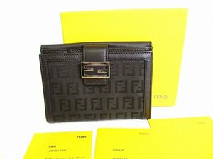 【未使用保管品】 フェンディ FENDI ズッキーノ キャンバス レザー 2つ折り 財布 コンパクト財布 コンパクトウォレット メンズ レディース