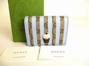 【新古品】 グッチ GUCCI GG マーモント アイスクリーム レザー 2つ折り 財布 コンパクトウォレット メンズ レディース