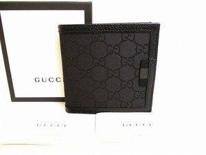 【新古品】 グッチ GUCCI GG ナイロン×レザー 2つ折り 財布 コンパクト財布 メンズ レディース