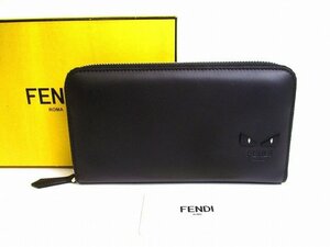 【未使用保管品】 フェンディ FENDI モンスター カーフスキン ラウンドジップ ウォレット ラウンドファスナー 長財布 メンズ レディース